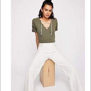 Free People Cropped Lace-Up Top